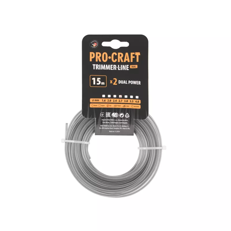 Struna žací (s výztuhou) (2.7mm) (15m) hvězda ZI/J-2.7/15 Procraft