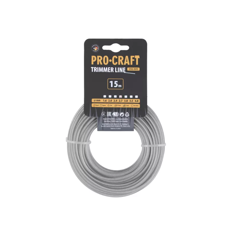 Struna žací zesílená (2.7mm) (15m) kulatá KR/AR-2.7/15 Procraft