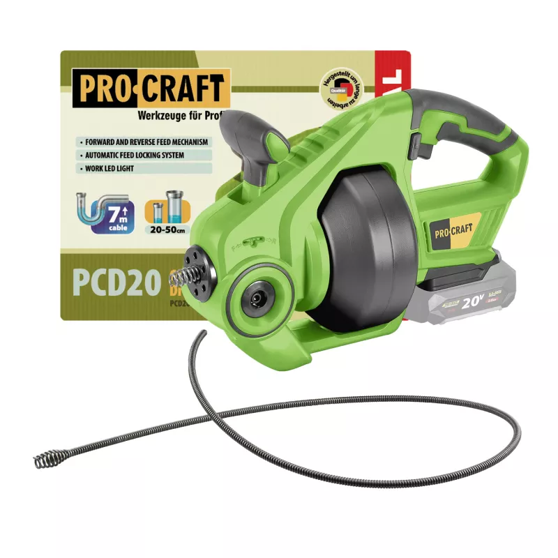 Aku čistič potrubí PCD20bb (bez baterie a nabíječky) | PCD20-BB Procraft