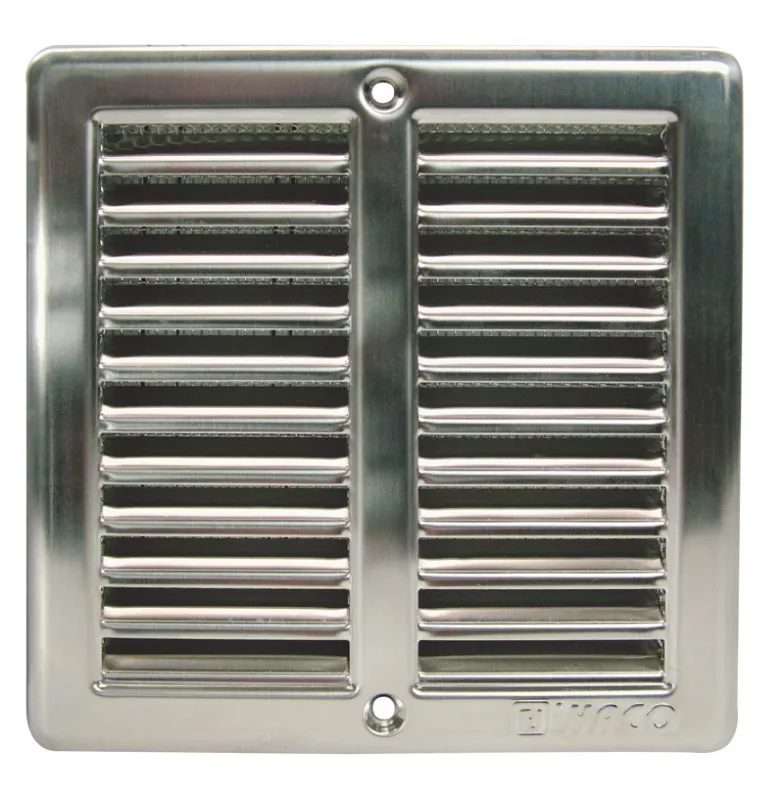Mřížka větrací s rámečkem a síťovinou Haco NVM 150x150 mm nerez 0701