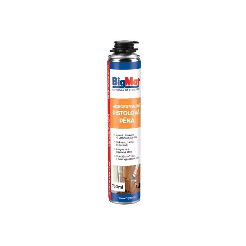 Pěna montážní pistolová nízkoexpanzní BigMat 750ml Den Braven