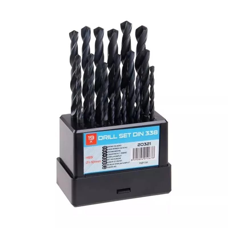 Sada HSS vrtáků 1-10mm (po 0.5mm) 19ks plast 20321 Levior