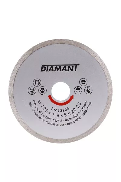 Kotouč diamantový DIAMANT 125x1.9x22.2mm plný 21012