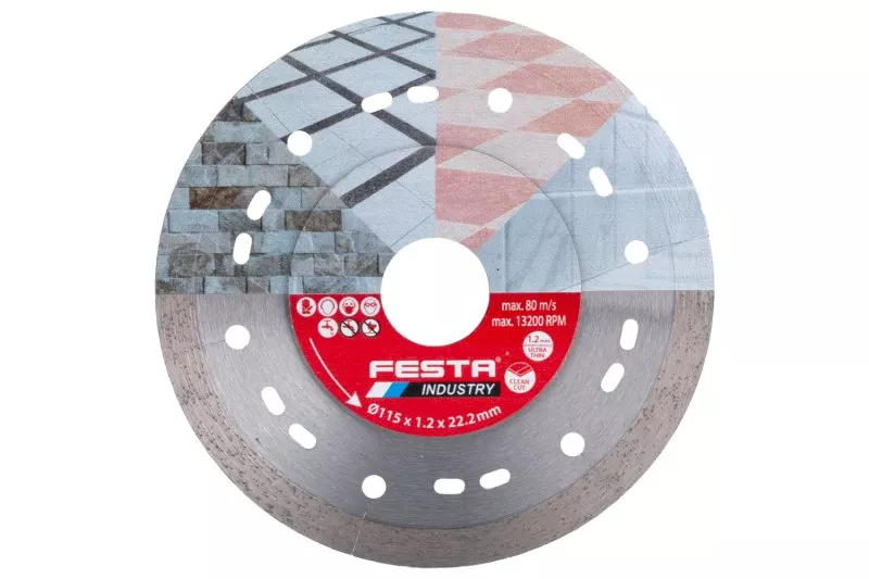 Kotouč diamantový FESTA INDUSTRY řezný plný 115x1.2x22.2mm 21234