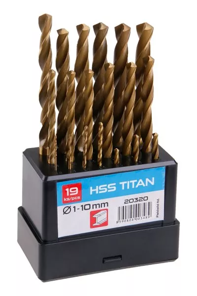 Sada HSS TITAN vrtáků 1-10mm (po 0.5mm) 19ks plast