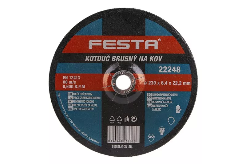 Kotouč brusný FESTA na kov 230x6.4x22.2mm 22248