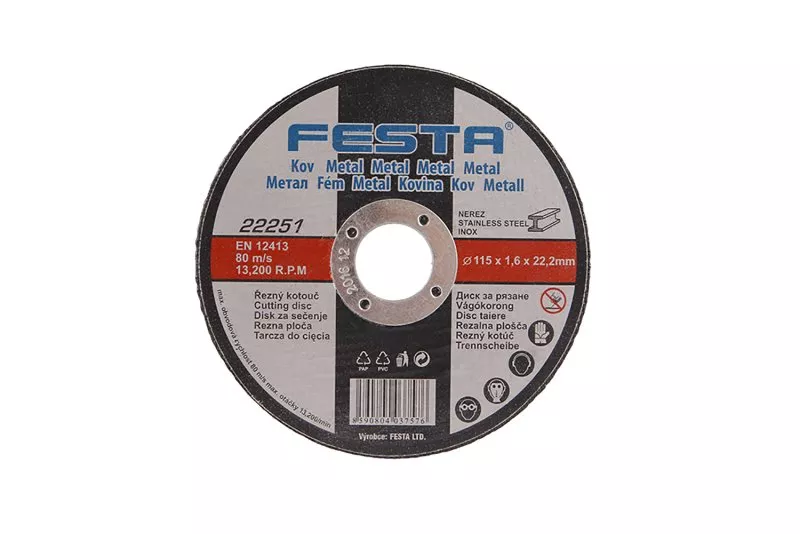 Kotouč řezný FESTA na kov 115x1.6x22.2mm 22251