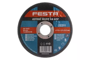 Kotouč řezný FESTA na kov 115x1x22.2mm 22211