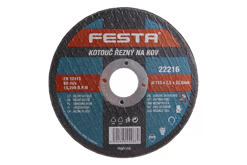 Kotouč řezný FESTA na kov 115x2.5x22.2mm 22216